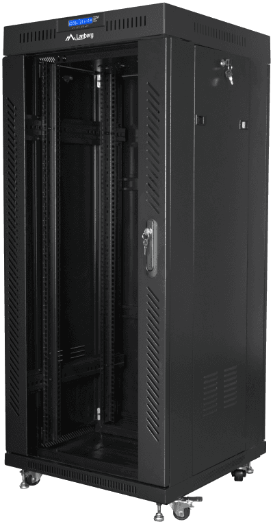 Lanberg free standing rack 19inch cabinet 27U 600x600 glass door LCD flat pack black Rack o bastidor independiente
