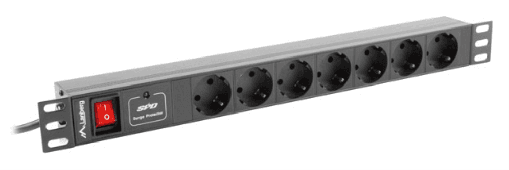 Lanberg PDU-07F-0200-BK unidad de distribución de energía (PDU) 7 salidas AC 1U Negro