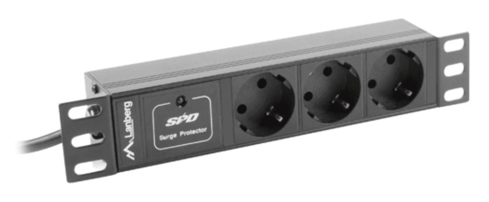 Lanberg PDU-03F-0200-BK unidad de distribución de energía (PDU) 3 salidas AC 1U Negro
