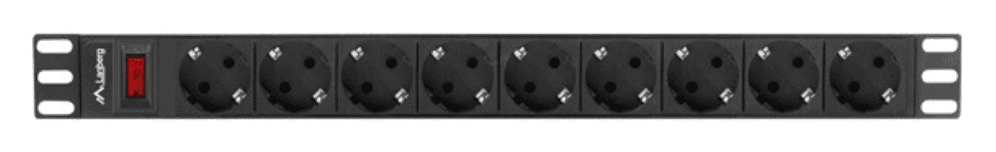 Lanberg PDU-09F-0300-BK unidad de distribución de energía (PDU) 9 salidas AC 1U Negro, Gris