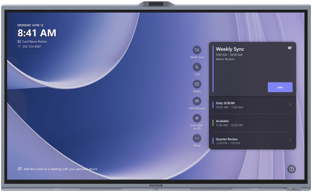MAXHUB V865T pantalla para sala de reuniones 2,18 m (86") 3840 x 2160 Pixeles VA Wi-Fi 6 (802.11ax) Negro Bluetooth