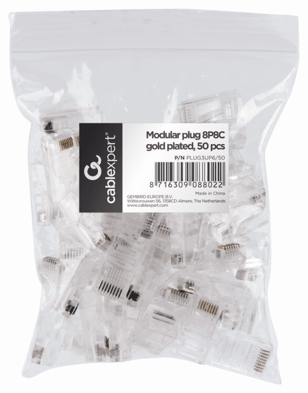 Gembird PLUG3UP6/50 conector RJ-45 Transparente