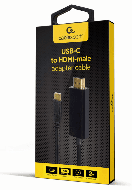 Gembird A-CM-HDMIM-02 adaptador de cable de vídeo 2 m USB Tipo C HDMI Negro