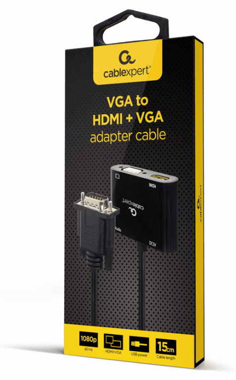 Gembird A-VGA-HDMI-02 adaptador de cable de vídeo 0,15 m HDMI + VGA (D-Sub) VGA (D-Sub) Negro