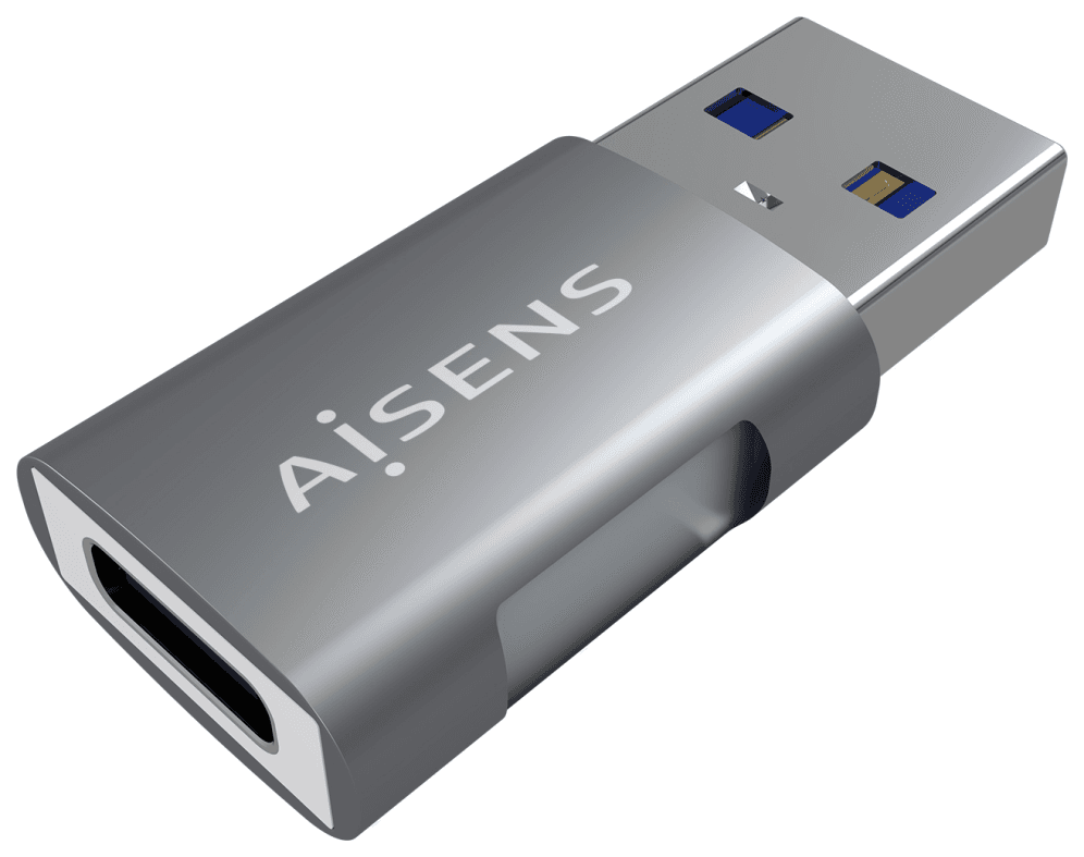 AISENS Mini Adaptador USB 3.2 GEN2 10G 3A, Tipo USB-C/H-A/M, Gris