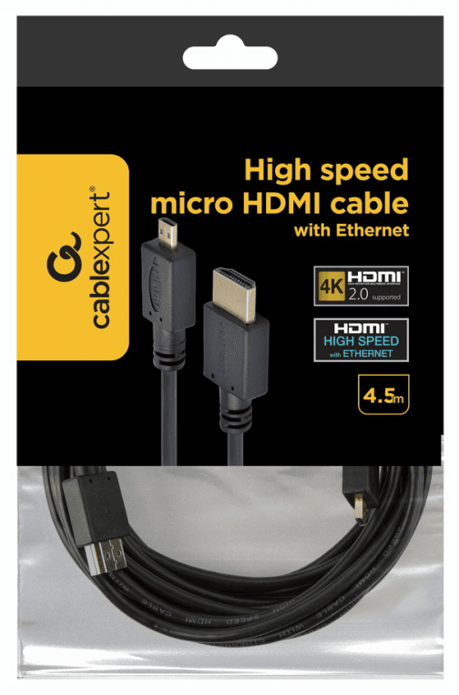 Gembird 4.5m HDMI-M/micro HDMI-M cable HDMI 4,5 m HDMI tipo A (Estándar) HDMI tipo D (Micro) Negro