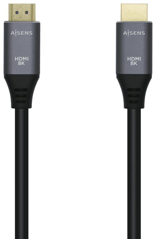 AISENS Cable HDMI V2.1 Ultra Alta Velocidad / HEC 8k@60Hz 48Gbps, A/M-A/M, Gris/Negro, 3.0m