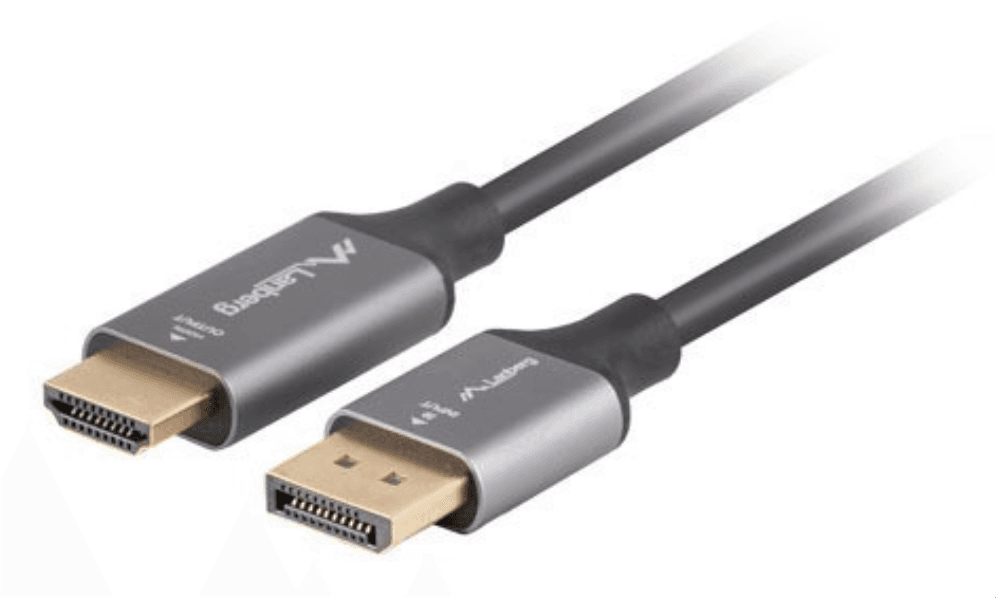 Lanberg CA-DPHD-20CU-0010-BK adaptador de cable de vídeo 1 m DisplayPort HDMI tipo A (Estándar) Negro, Plata
