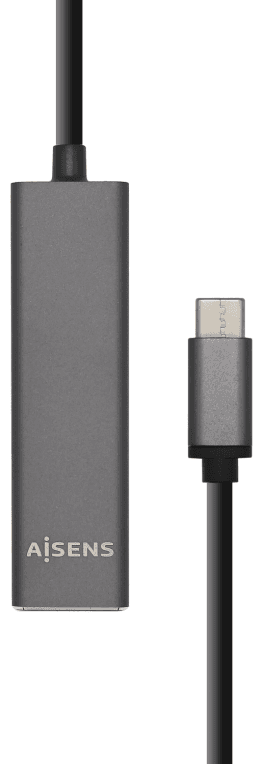 AISENS Hub USB 3.1 USB-C, USB-C/M - 4 x Tipo A/H, Gris, 15 cm