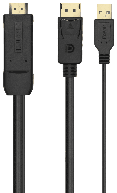 AISENS Cable Conversor Activo HDMI 2.0 + USB Alim. a DISPLAYPORT V1.2, HDMI/M-USB/M-DP/M, Negro, 1.8M