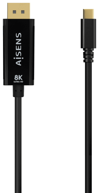 AISENS Cable Conversor USB-C a Displayport 8K@60Hz, USB-C/M-DP/M, Negro, 1.8M