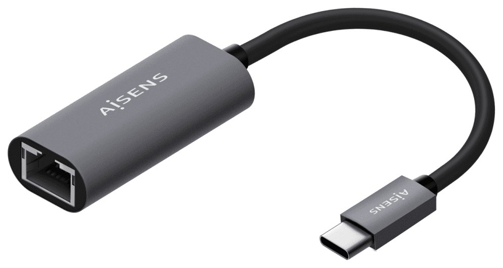 AISENS Conversor USB3.1 Gen1 USB-C A Ethernet Gigabit 10/100/1000 Mbps, Gris, 15cm