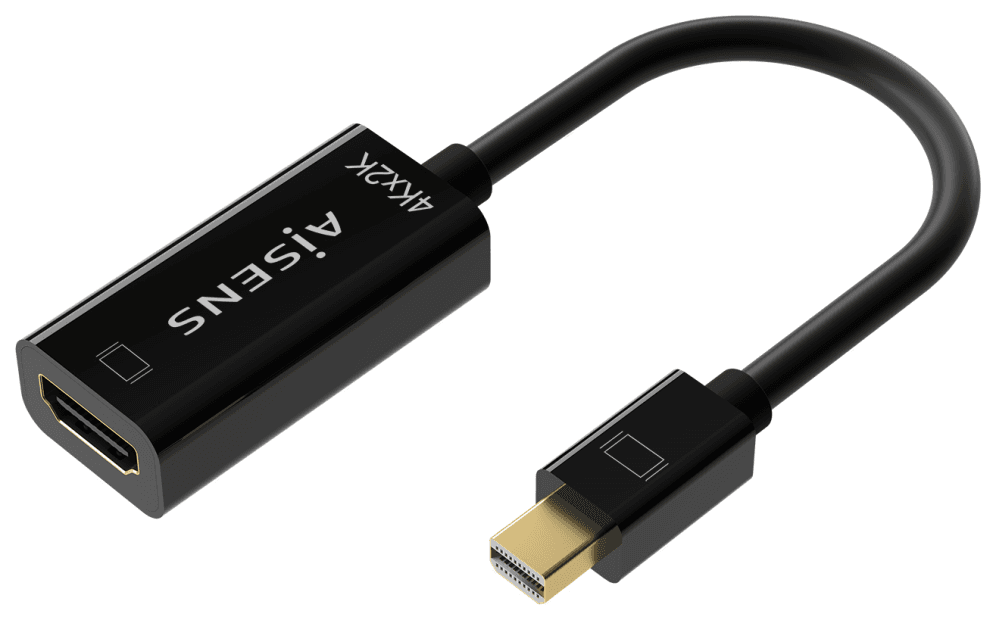 AISENS Conversor Mini DP V1.2 a HDMI V1.4 4K@30Hz, MDP/M-HDMI A/H, Negro, 15CM