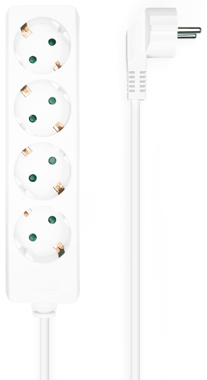 AISENS Base Multiple 4 Tomas Sin Interruptor Con Cable 3x1.5mm2, Blanco, 1.4m