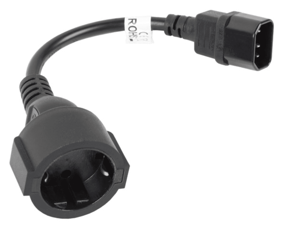 Lanberg CA-C14E-10CC-0018-BK cable de transmisión Negro 0,18 m C14 acoplador
