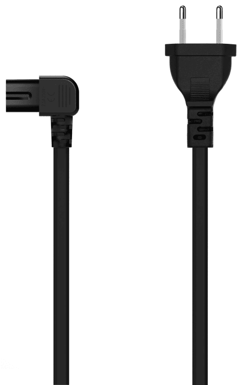 AISENS Cable Alimentación Acodado Forma 8, CEE7/16/M-C7/H, Negro, 1.8M