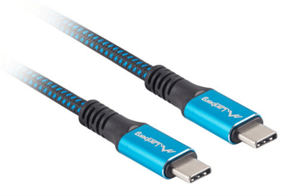 Lanberg CA-CMCM-45CU-0012-BK cable USB USB4 Gen 2x2 0,12 m USB C Negro, Azul