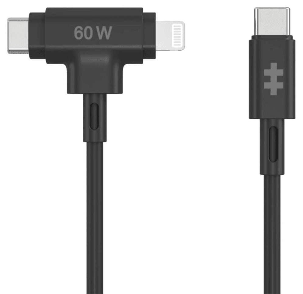 HYPER HyperJuice cable USB USB 2.0 1,5 m USB C USB C/Lightning 60 W Negro