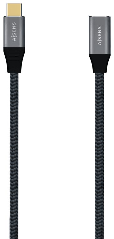 AISENS Cable USB 3.2 Gen2X2 Aluminio 20Gbps 5A 100W, Tipo USB-C/M-USB-C/H, Gris, 1.0M
