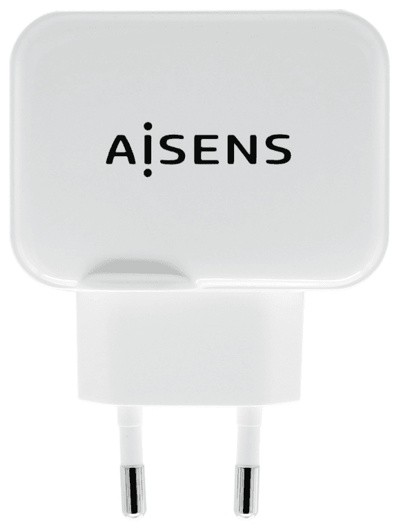 AISENS Cargador USB 17W 5V/3.4A, 2xUSB Con Control AI, Blanco