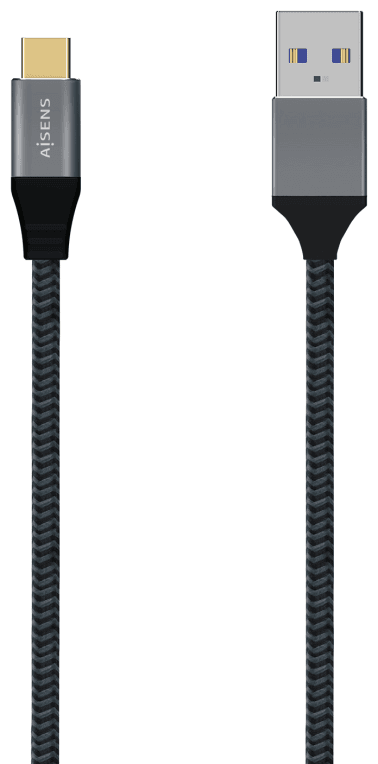 AISENS Cable USB 3.1 Gen2 Aluminio 10Gbps 3A, Tipo USB-C/M-A/M, Gris, 1.0M