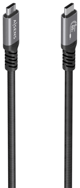 AISENS Cable USB 3.2 Gen1 Aluminio 5Gbps 4K@60Hz 3A 60W E-Mark, Tipo USB-C/M-USB-C/M, Negro, 7.0M