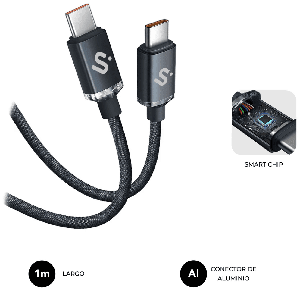 SUBBLIM CABLE OPTIMUS 60W C-C 1m BLACK