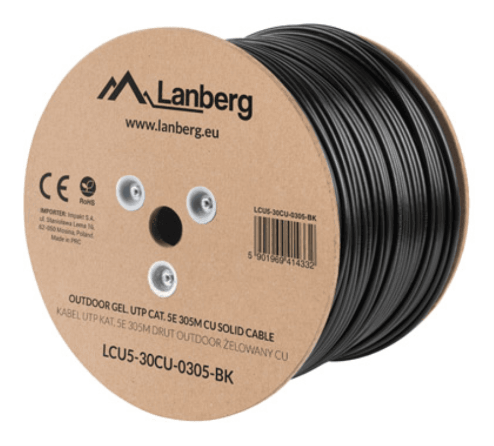 Lanberg LCU5-30CU-0305-BK cable de red Negro 305 m Cat5e U/UTP (UTP)