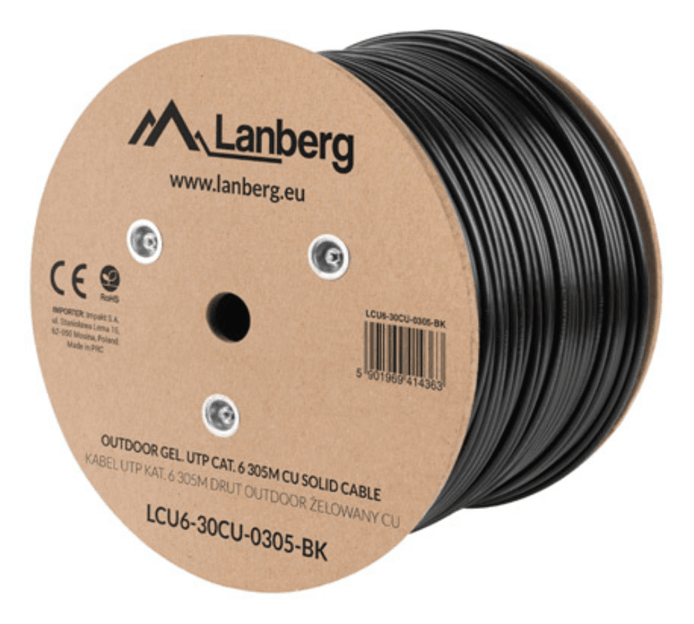 Lanberg LCU6-30CU-0305-BK cable de red Negro 305 m Cat6 U/UTP (UTP)
