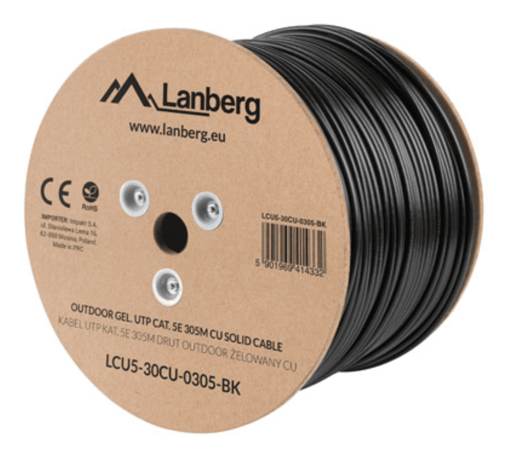 Lanberg LCU5-12CU-0305-BK cable de red Negro 305 m Cat5e U/UTP (UTP)