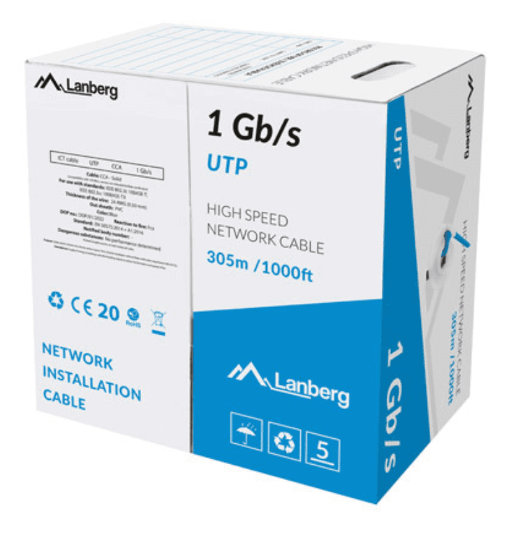 Lanberg LCU6-10CC-0305-B cable de red Azul 305 m U/UTP (UTP)