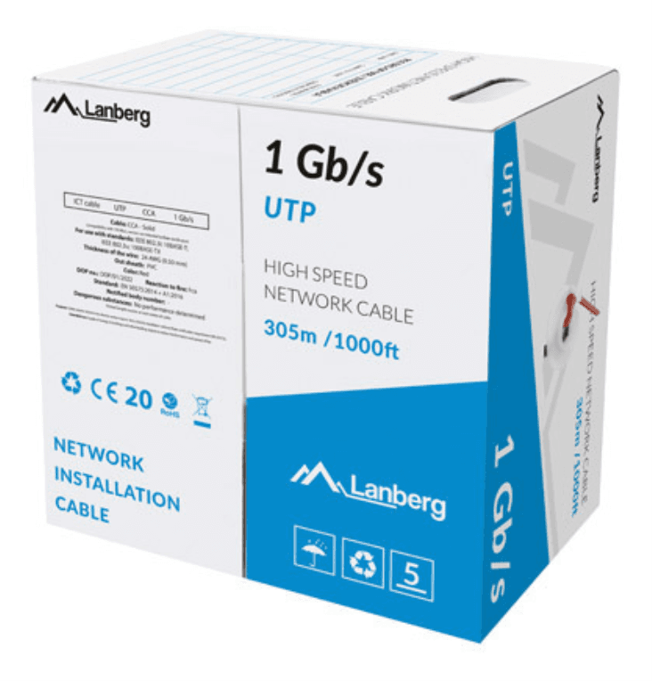 Lanberg LCU6-10CC-0305-R cable de red Rojo 305 m U/UTP (UTP)