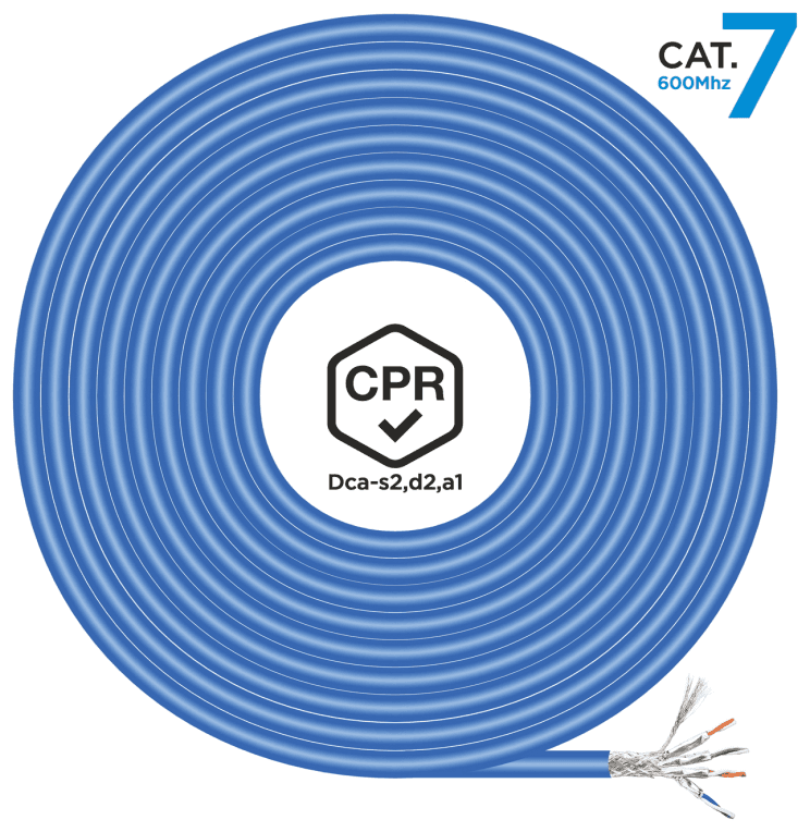 AISENS Cable de Red RJ45 LSZH CPR Dca CAT.7 600 MHZ S/FTP AWG23, Azul, 100 m