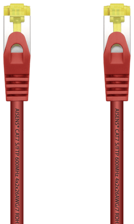 AISENS Cable De Red Latiguillo RJ45 LSZH Cat.7 600 MHz S/FTP PIMF AWG26, Rojo, 1.0 m