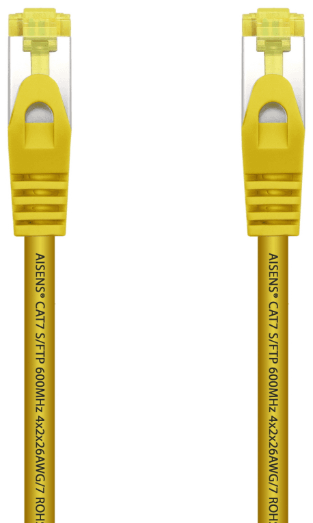 AISENS Cable De Red Latiguillo RJ45 LSZH Cat.7 600 MHz S/FTP PIMF AWG26, Amarillo, 1.0 m