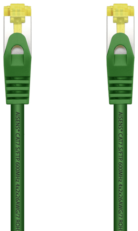 AISENS Cable De Red Latiguillo RJ45 LSZH Cat.7 600 MHz S/FTP PIMF AWG26, Verde, 25 cm