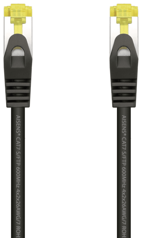 AISENS Cable De Red Latiguillo RJ45 LSZH Cat.7 600 MHz S/FTP PIMF AWG26, Negro, 2.0 m