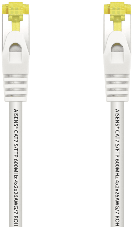 AISENS Cable De Red Latiguillo RJ45 LSZH Cat.7 600 MHz S/FTP PIMF AWG26, Blanco, 1.0 m