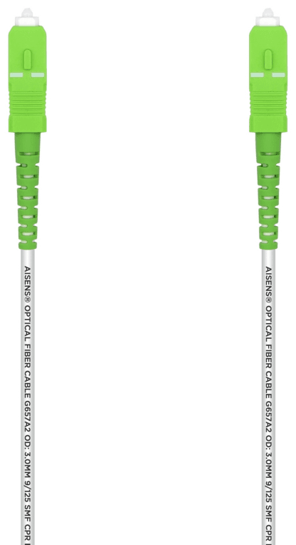 AISENS Cable Fibra Óptica Latiguillo G657A2 3.0 9/125 SMF Simplex CPR DCA LSZH, SC/APC-SC/APC, Blanco, 3.0 m