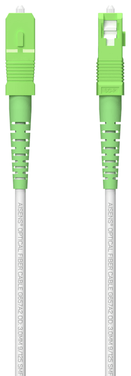 AISENS Cable Fibra Óptica Latiguillo G657A2 3.0 9/125 SMF Simplex CPR DCA LSZH, SC/APC-SC/APC, Blanco, 60 m