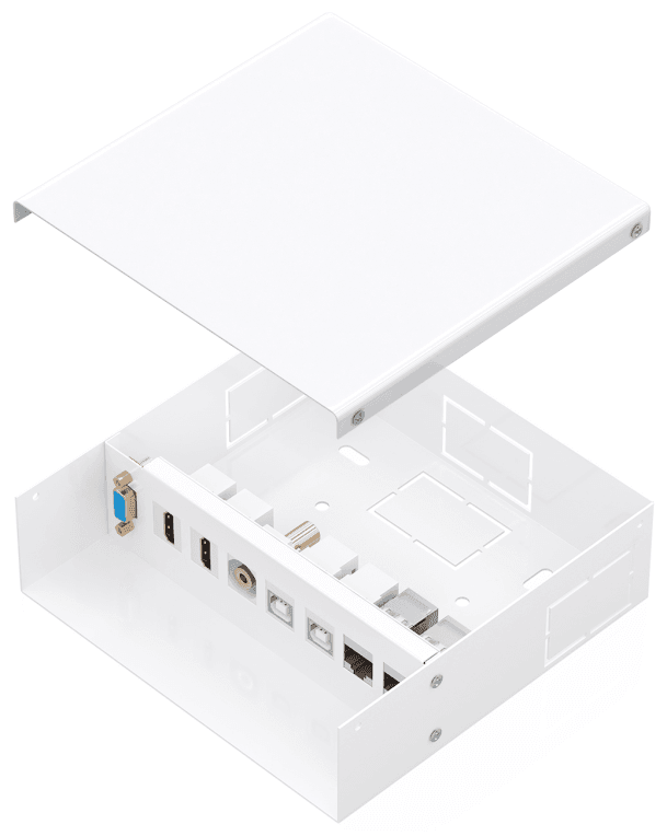 AISENS Caja de Conexiones VGA+Jack 3.5+2xHDMI+2xUSB-B+2xRJ45 Cat.6A STP, Blanco
