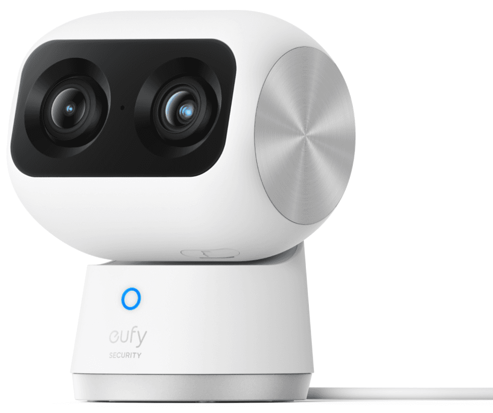 Eufy Security Indoor Cam S350, cámara doble, cámara de seguridad con resolución 4K UHD, zoom de 8× y PTZ de 360°, IA para personas y mascotas, ideal para monitor de bebé/cámara para mascotas/seguridad del hogar, Wi-Fi de doble banda