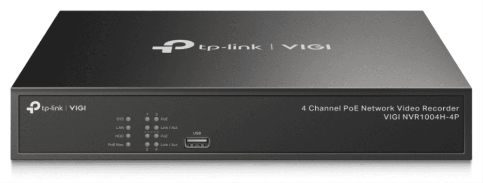 TP-Link VIGI NVR1004H-4P Grabadore de vídeo en red (NVR) Negro
