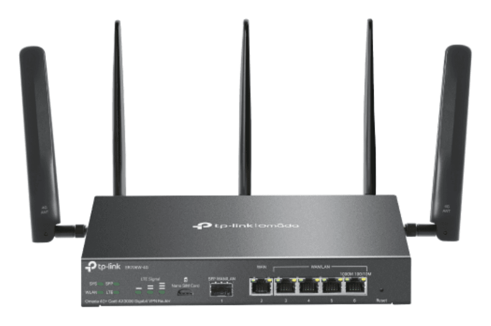 TP-Link Omada ER706W-4G router inalámbrico Gigabit Ethernet Doble banda (2,4 GHz / 5 GHz) Negro