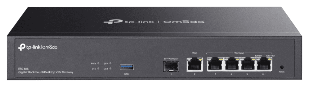 TP-Link ER7406 router Gigabit Ethernet Negro