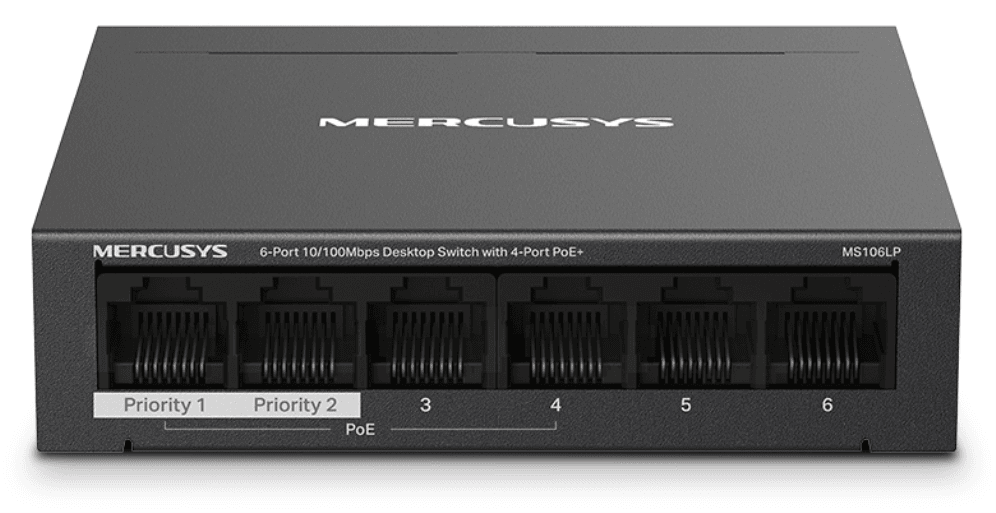 Mercusys MS106LP switch Gestionado Fast Ethernet (10/100) Energía sobre Ethernet (PoE) Negro