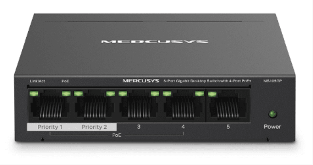 Mercusys MS105GP switch Gigabit Ethernet (10/100/1000) Energía sobre Ethernet (PoE) Negro