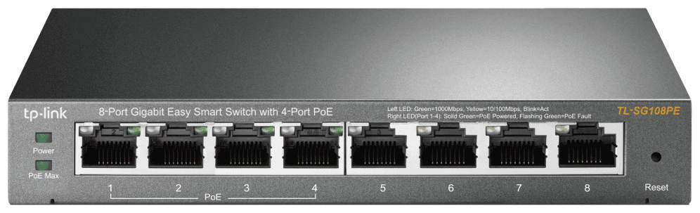 TP-Link TL-SG108PE Gestionado L2 Gigabit Ethernet (10/100/1000) Energía sobre Ethernet (PoE) Negro
