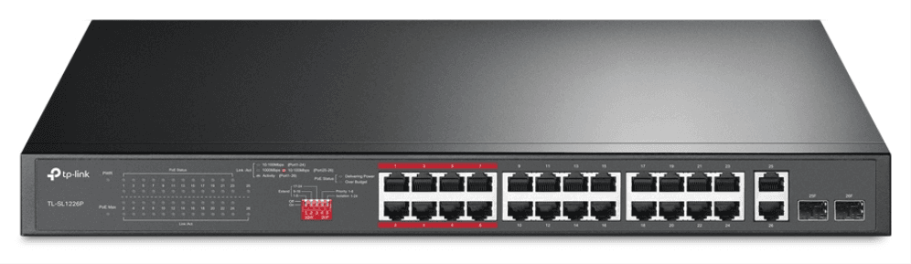 TP-Link TL-SL1226P switch No administrado Gigabit Ethernet (10/100/1000) Energía sobre Ethernet (PoE) 1U Gris