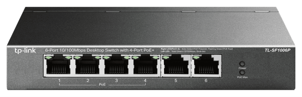 TP-Link TL-SF1006P switch No administrado Fast Ethernet (10/100) Energía sobre Ethernet (PoE) Negro